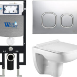 Унитаз подвесной с инсталляцией Amberg 497 + Kehlbach 004 GL-WT + Amberg RD-CR 21век