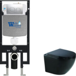 Унитаз подвесной с инсталляцией Amberg 497 + Merzbach 043 MT-BL + Amberg RD-CR 21век