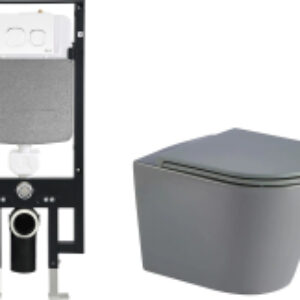 Унитаз подвесной с инсталляцией Amberg 497 + Salzbach 043 MT-GR + Amberg RD-WT 21век