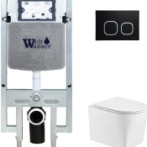 Унитаз подвесной с инсталляцией Amberg 497 ST + Nesenbach 004 GL-WT + Amberg RD-BL 21век