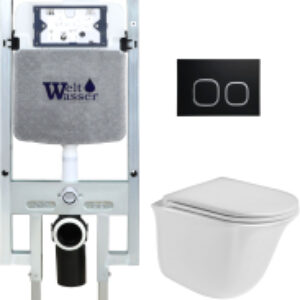 Унитаз подвесной с инсталляцией Amberg 497 ST+Telbach 004 GL-WT+Amberg RD-BL 21век