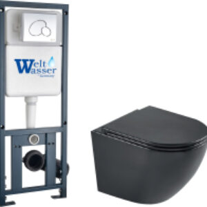 Унитаз подвесной с инсталляцией Marberg 410 + Merzbach 043 MT-BL + Mar 410 RD-CR 21век