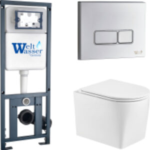 Унитаз подвесной с инсталляцией Marberg 410 + Nesenbach 004 GL-WT + Mar 410 SE-CR 21век