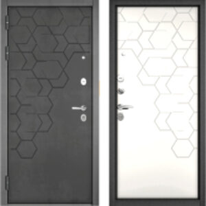 Входная дверь PP1 Trust Eco PP антрацит букле/бетон темный/белый софт 21век