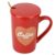 Кружка фарфоровая с крышкой и ложкой “Coffee” (410 мл; красная)
