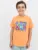 Хлопковая свободная футболка оранжевого цвета с принтом для мальчиков